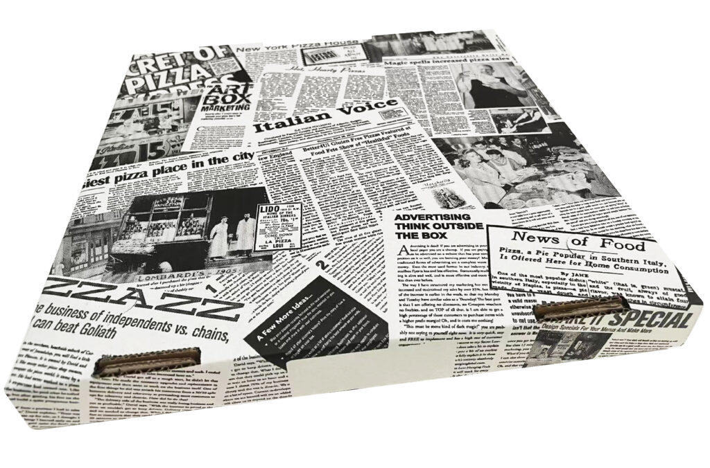 Newspaper print Double Fold ECO pizza box