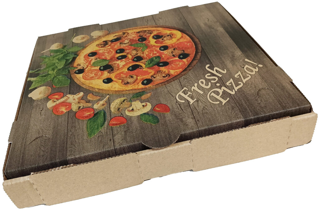 Woodgrain Print pizza boxes